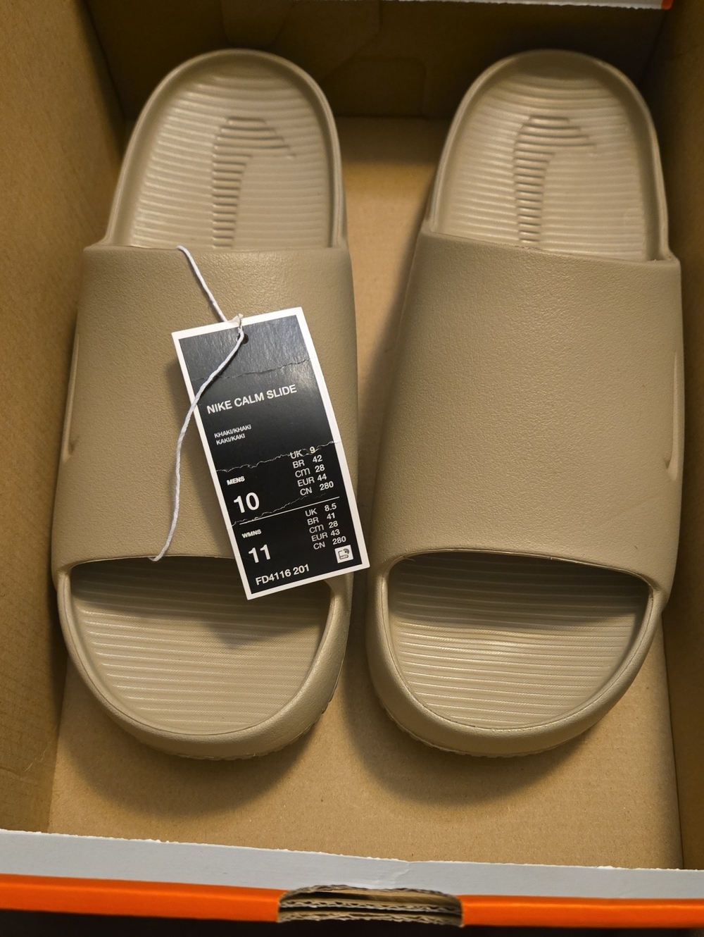 Nike Calm Slide Sandals in Taupe.  Size 10 NEW WITH TAGS.